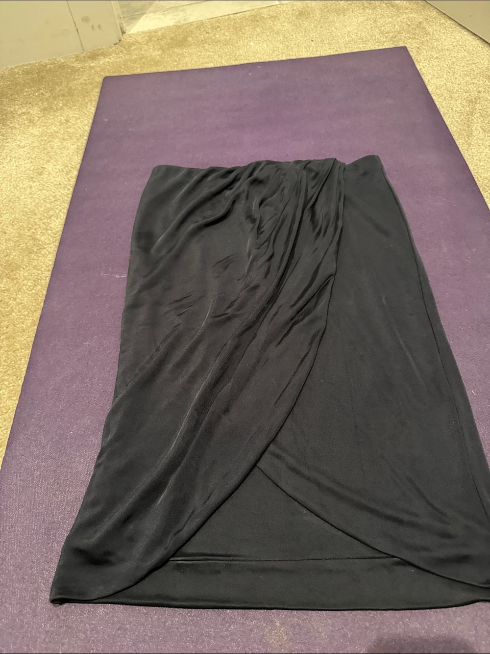 Babaton Black Draped Wrap-Front Midi Skirt - Picture 4 of 4